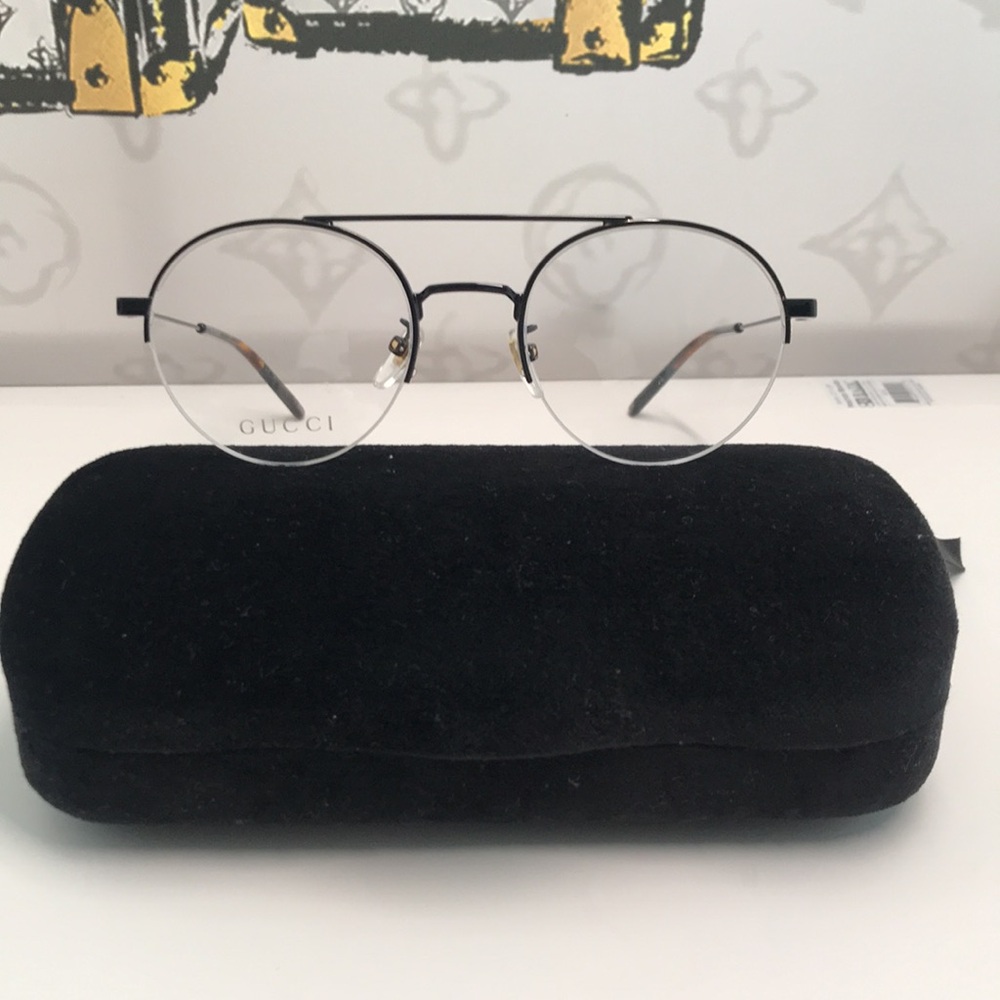 Authentic Gucci GG0682O 001 Eyeglasses – Black Semi-Rimless Round Frame - Picture 11 of 12